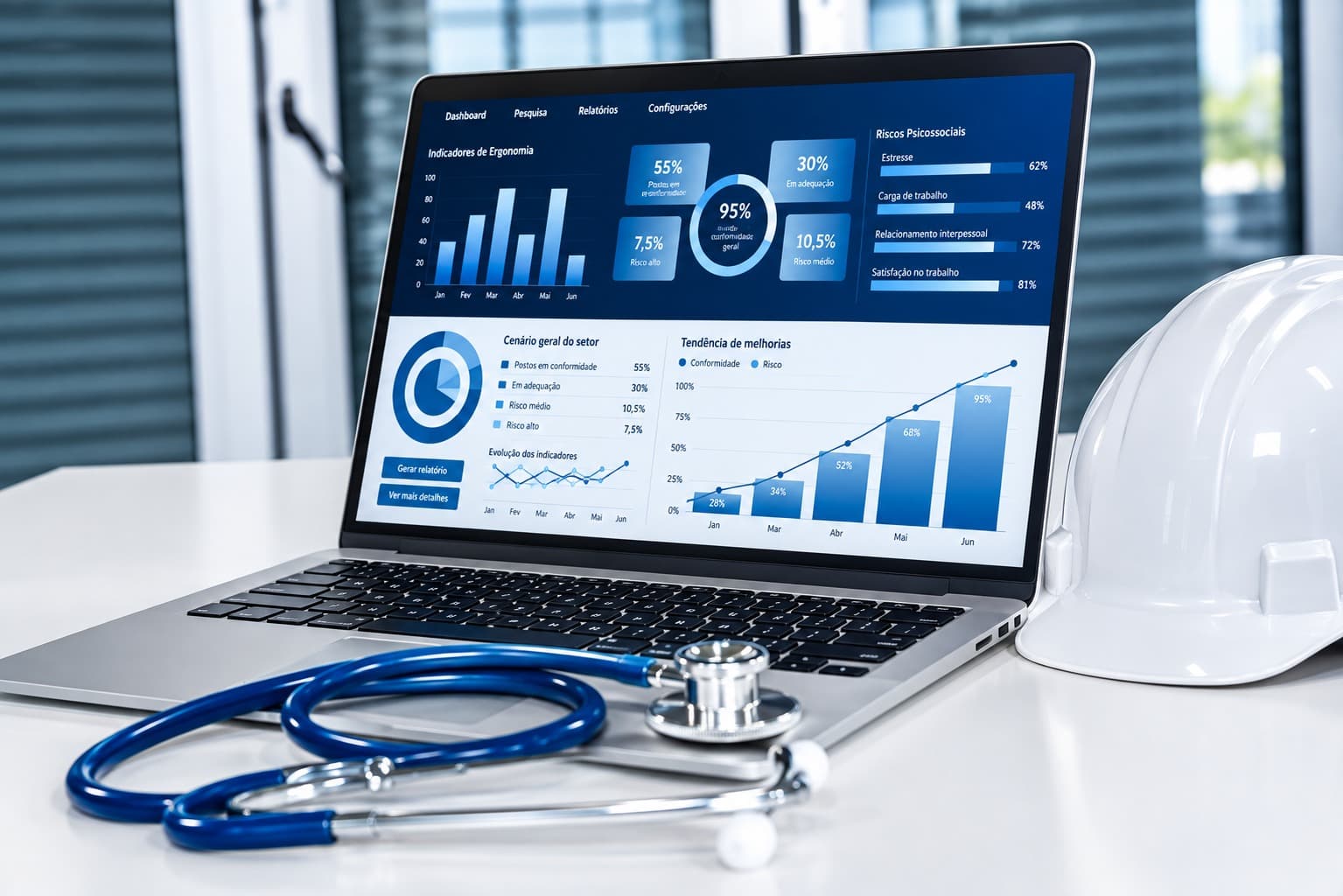 Painel do ErgoAnalytics com indicadores de gestão em tempo real